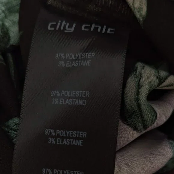 City Chic Black Satin Matching Pajama Set Floral Long Sleeve Pockets Size 24 - Picture 8 of 9